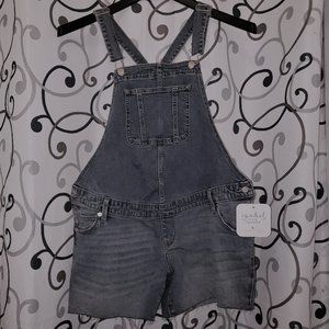 Maternity Denim Overall Shorts